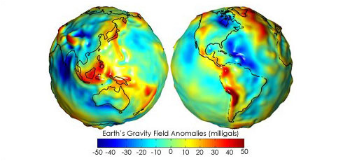  The geoid undulation three-dimensional representation of the Earth's surface. 
